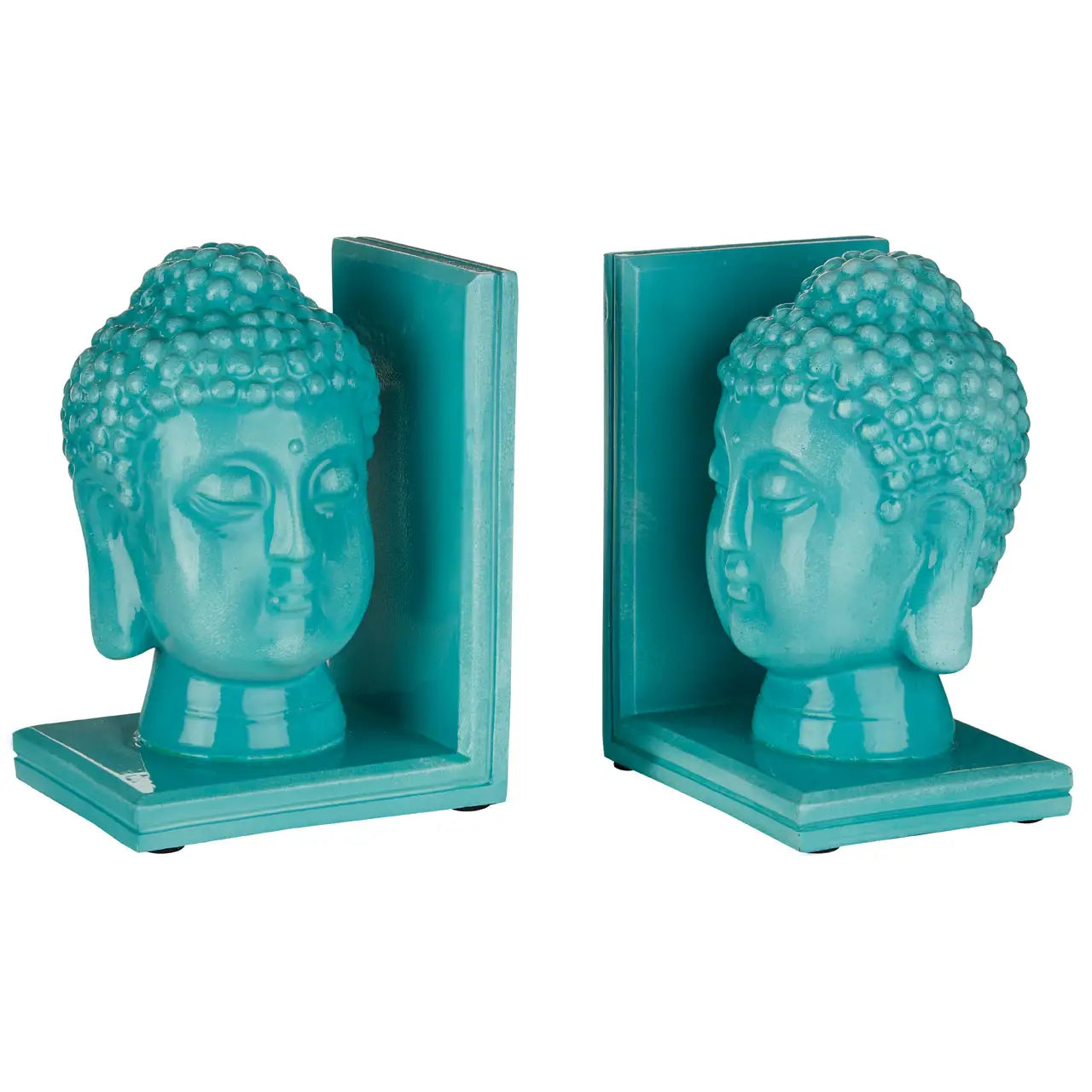 Piper Buddha Head Turquoise Bookends - Set of 2