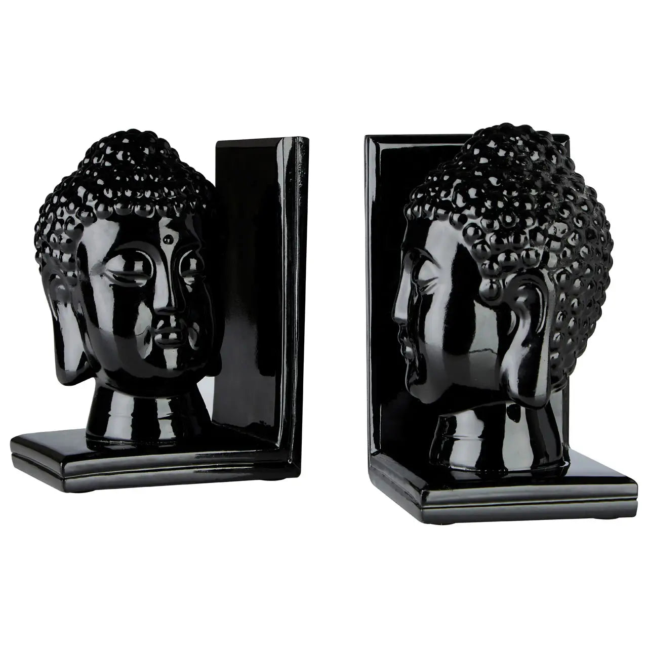 Buddha Head Bookends - Set of 2 (Black)