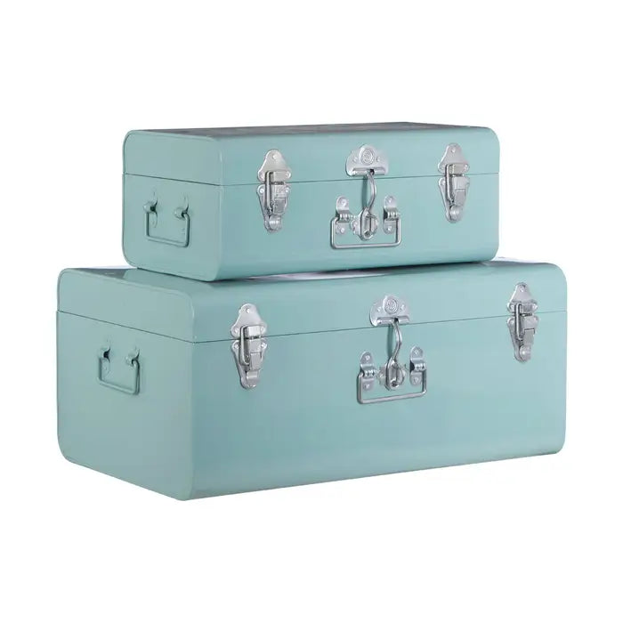 Vintage Storage Trunks (Green - Set of 2)