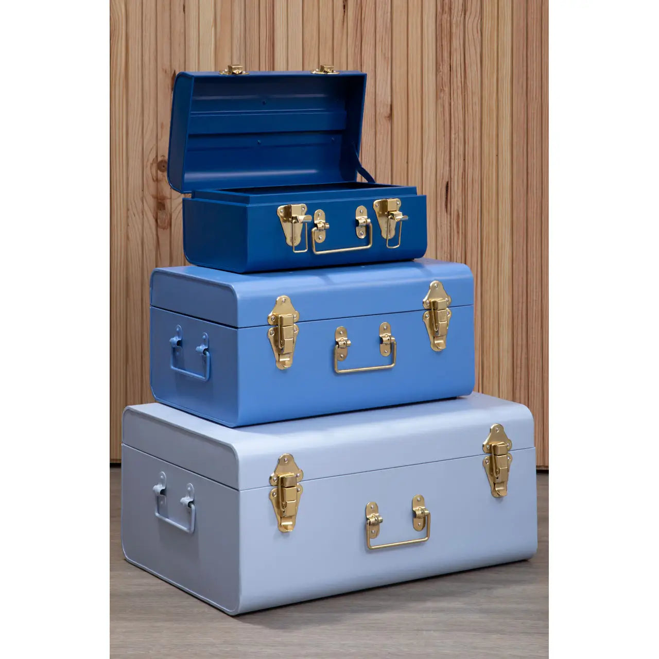 Vintage Storage Trunks (Blue - Set of 3)