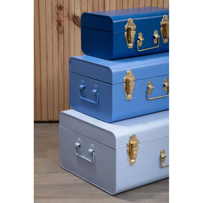 Vintage Storage Trunks (Blue - Set of 3)