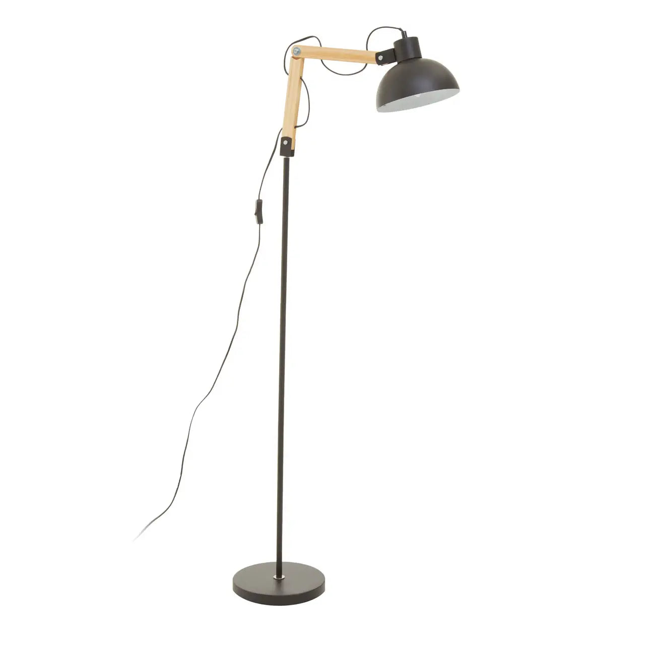 Helsinki Black Wood and Metal Floor Lamp