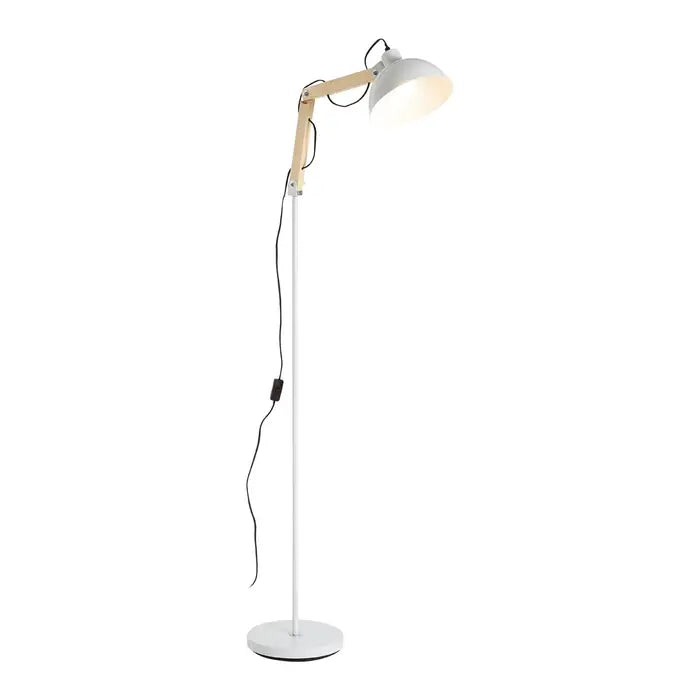 Helsinki White Wood and Metal Floor Lamp