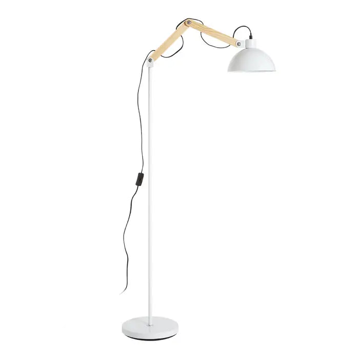 Helsinki White Wood and Metal Floor Lamp