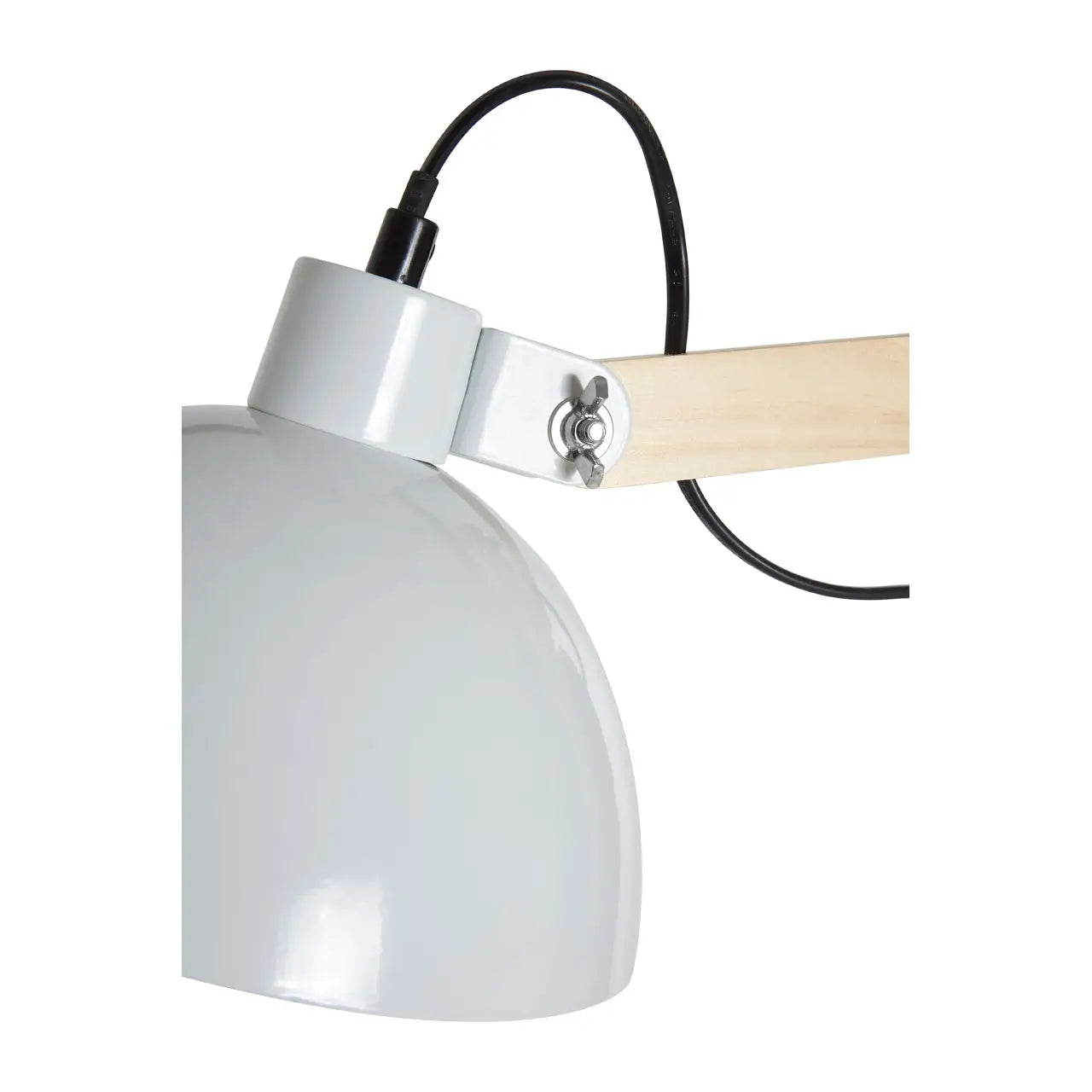 Helsinki White Wood and Metal Floor Lamp