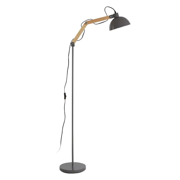 Helsinki Grey Wood and Metal Floor Lamp