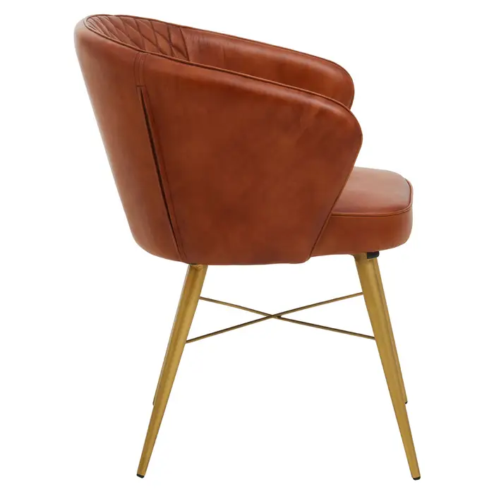 Texas Brown Leather Chair With Gold Finish Legs