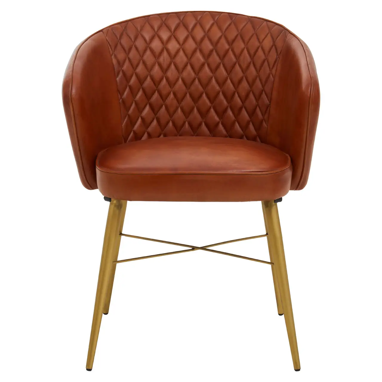 Texas Brown Leather Chair With Gold Finish Legs