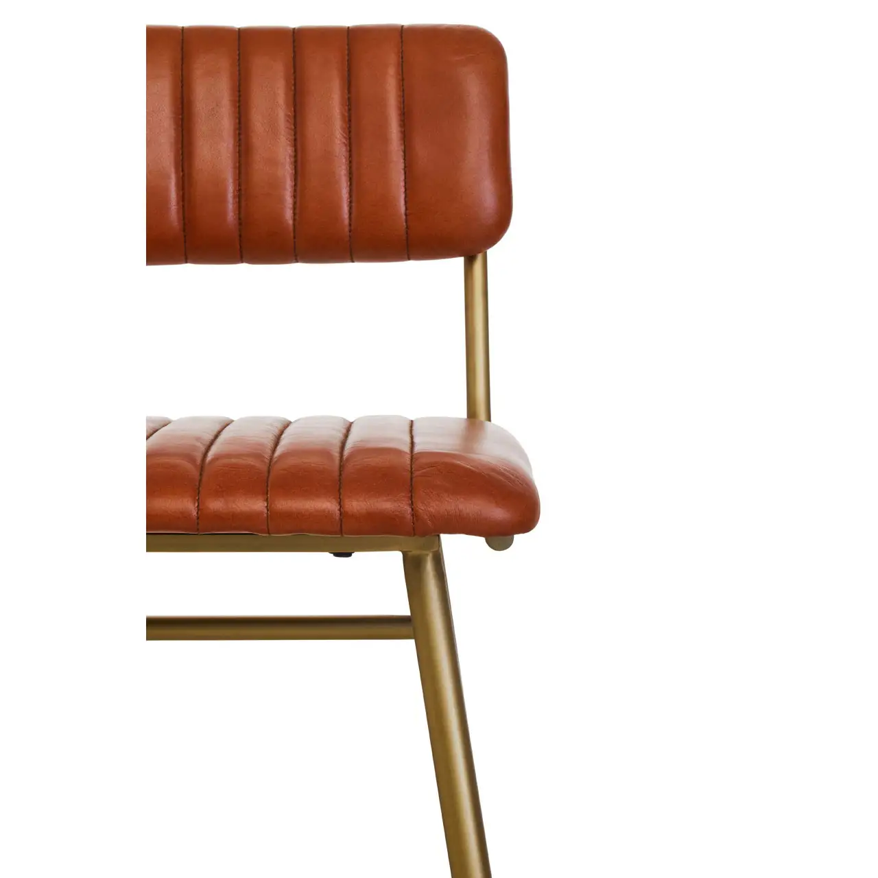 Texas Tan Leather Bar Chair With Gold Finish Frame