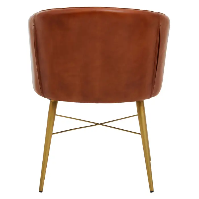 Texas Brown Leather Chair With Gold Finish Legs