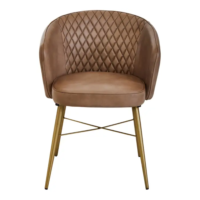 Texas Grey Leather Chair With Gold Finish Legs