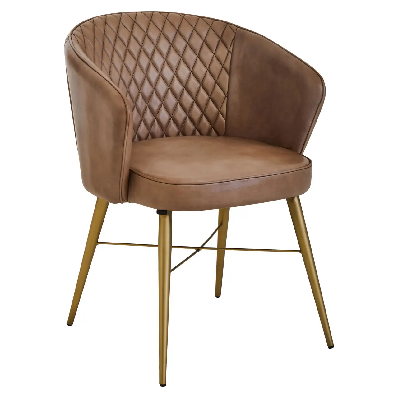 Texas Grey Leather Chair With Gold Finish Legs