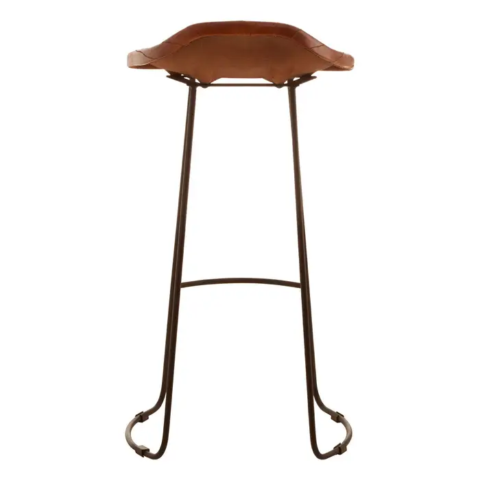 Texas Tan Leather And Iron Sled Base Stool