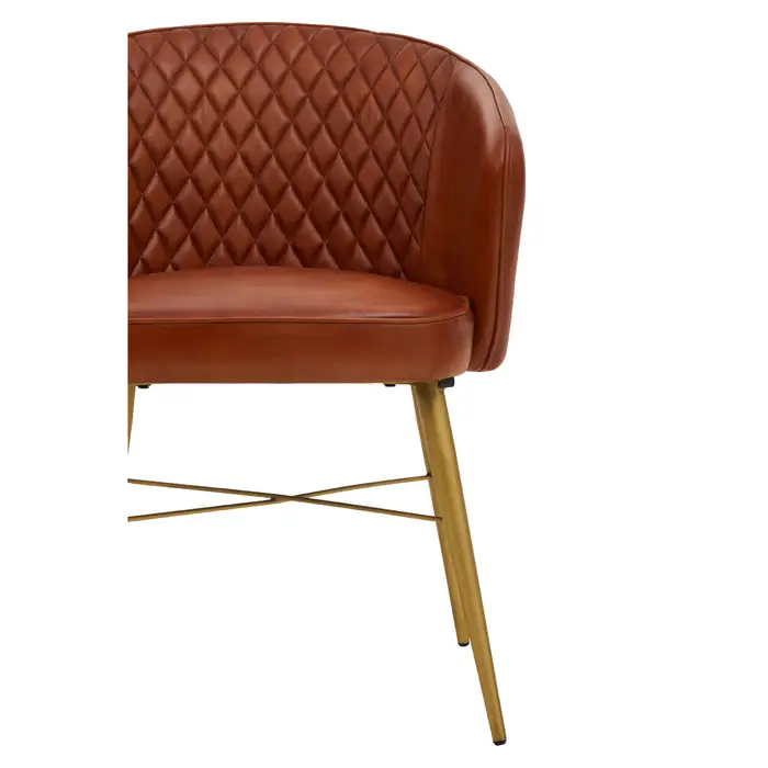 Texas Brown Leather Chair With Gold Finish Legs