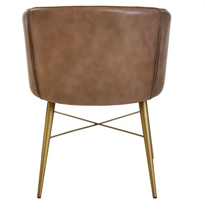 Texas Grey Leather Chair With Gold Finish Legs