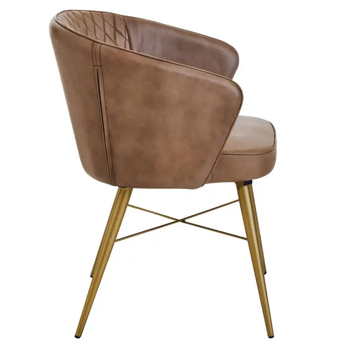 Texas Grey Leather Chair With Gold Finish Legs