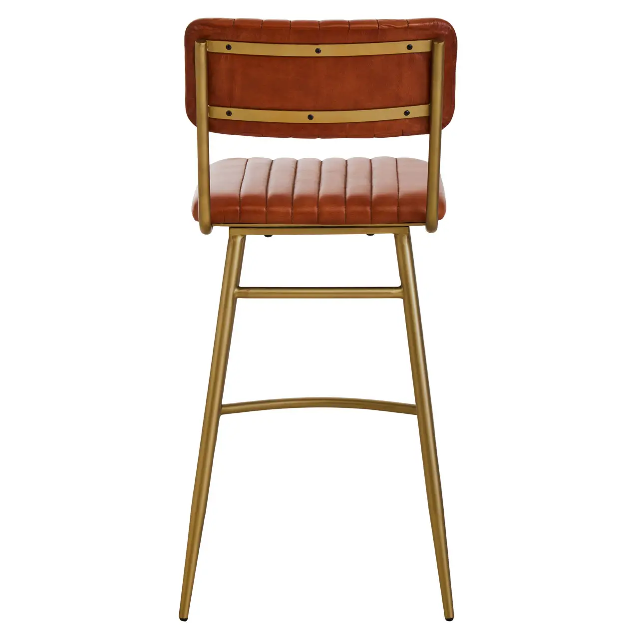 Texas Tan Leather Bar Chair With Gold Finish Frame