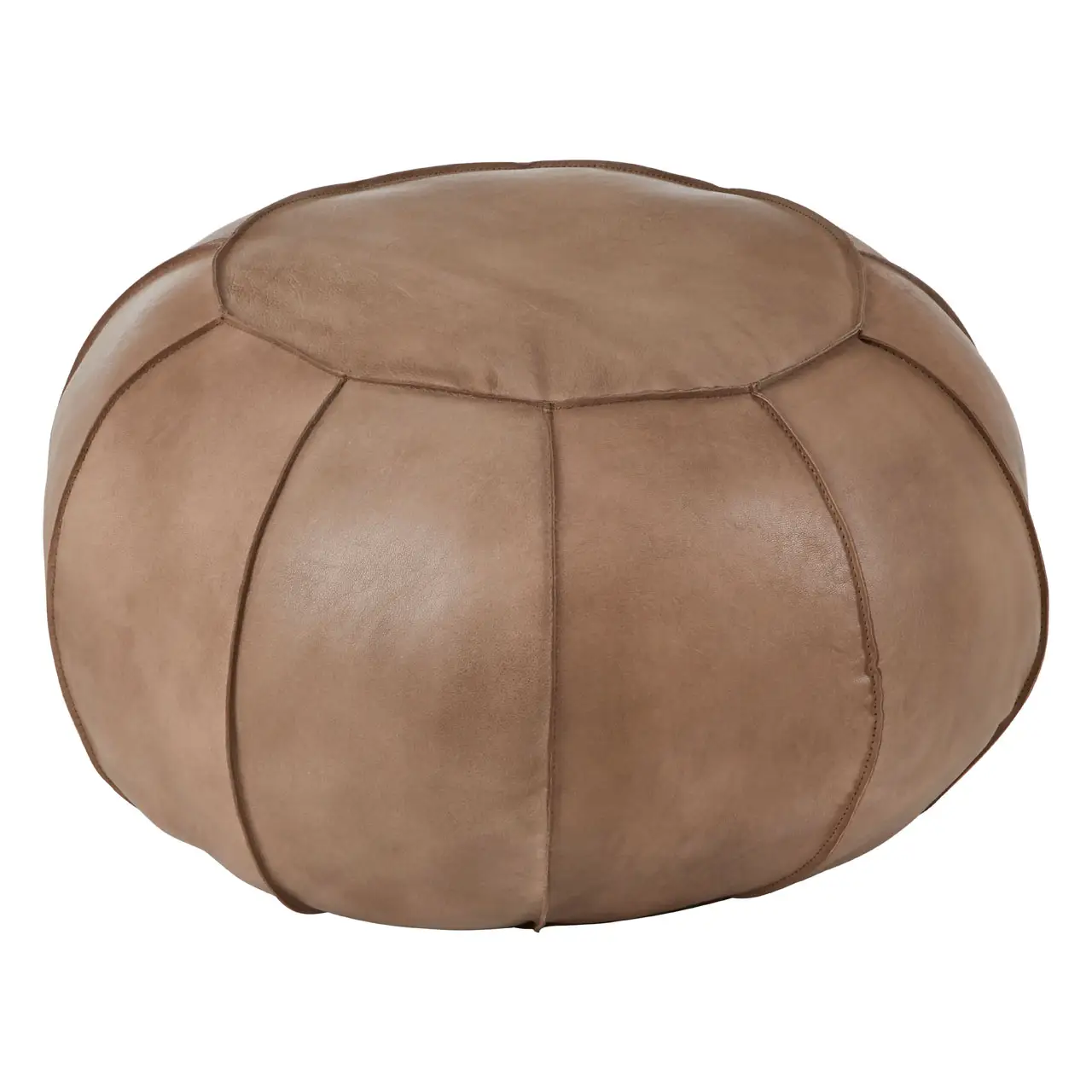 Texas Grey Leather Pouffe