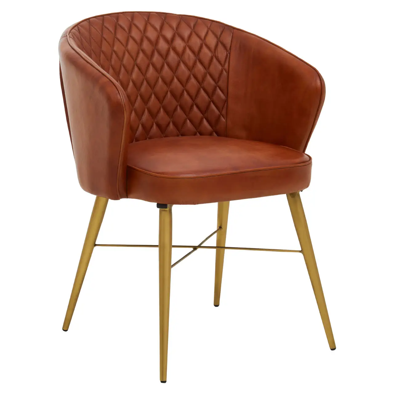 Texas Brown Leather Chair With Gold Finish Legs