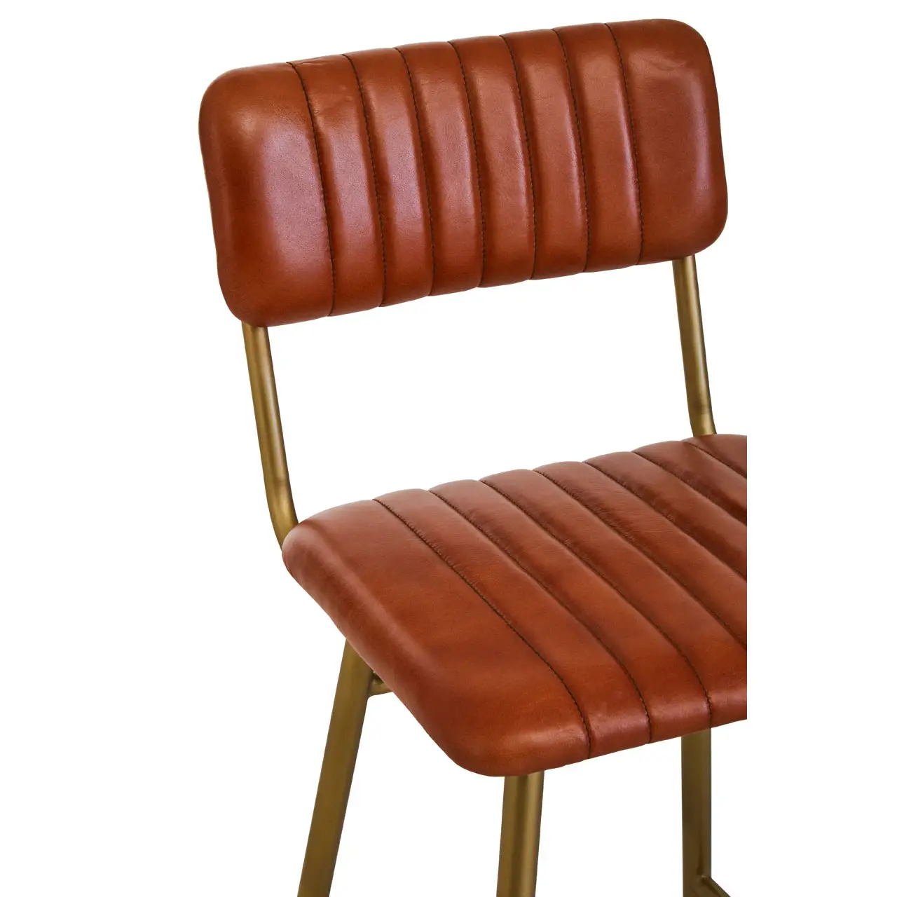 Texas Tan Leather Bar Chair With Gold Finish Frame