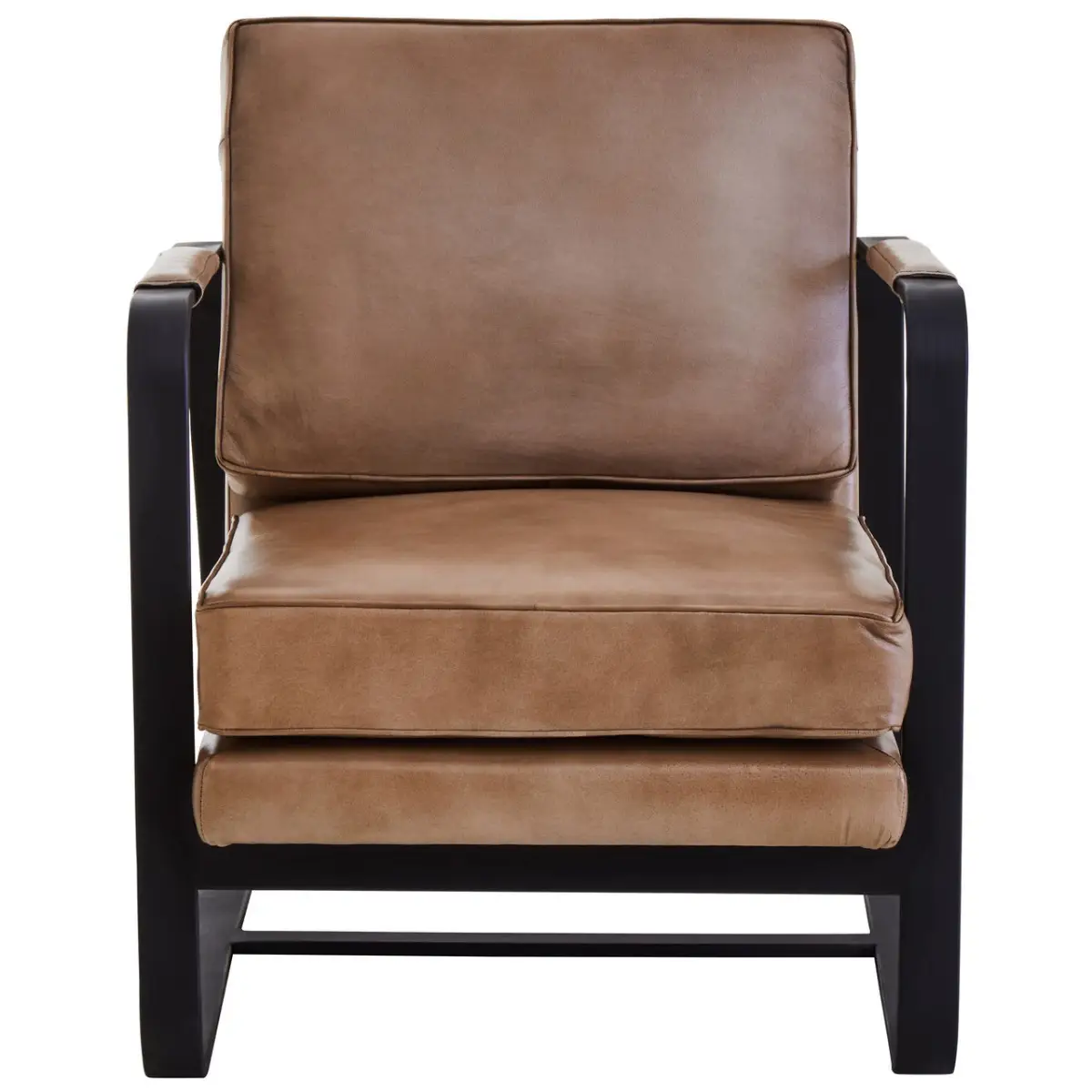 Texas Grey Leather Armchair With Black Iron Frame