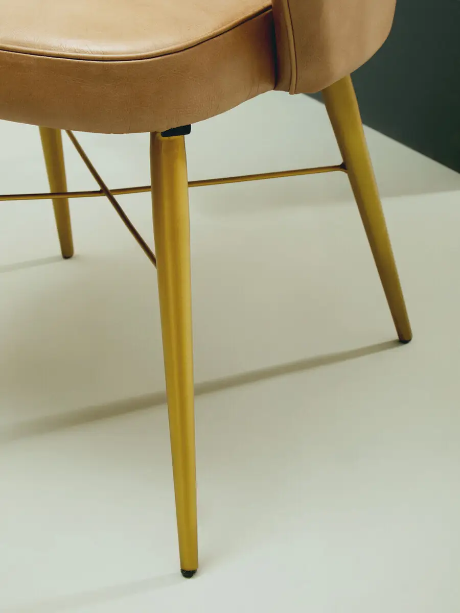 Texas Grey Leather Chair With Gold Finish Legs