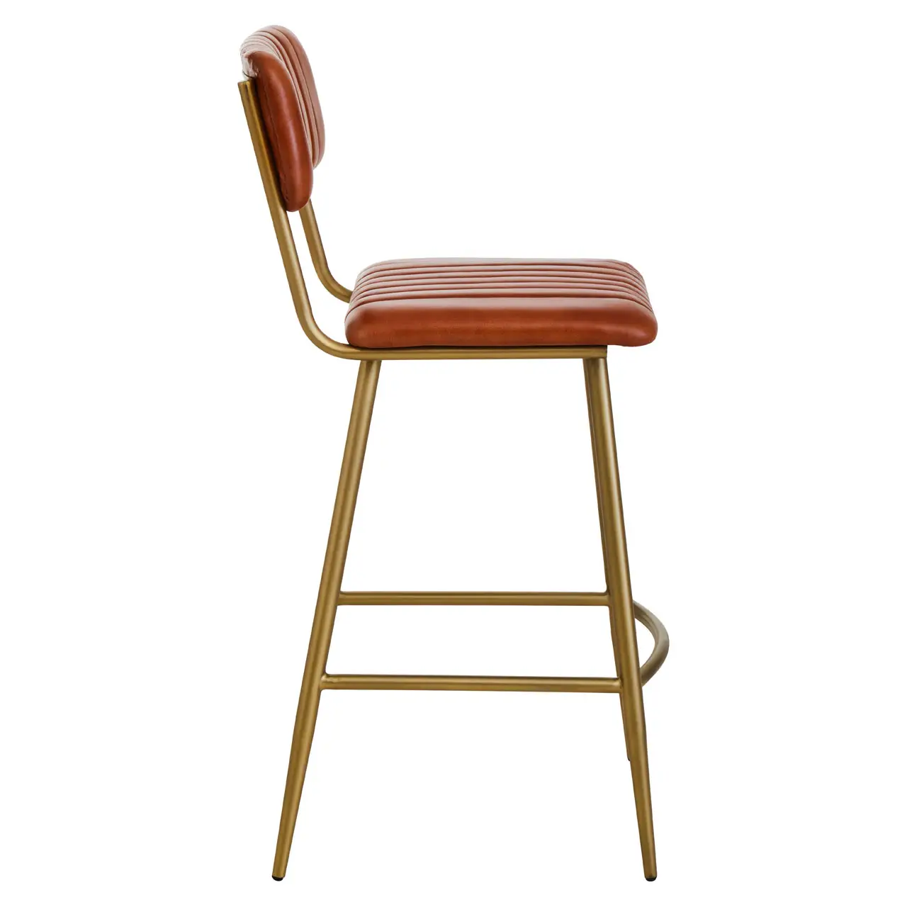 Texas Tan Leather Bar Chair With Gold Finish Frame