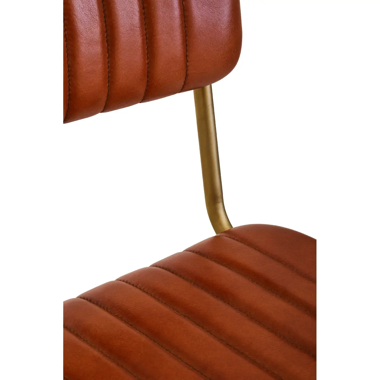 Texas Tan Leather Bar Chair With Gold Finish Frame