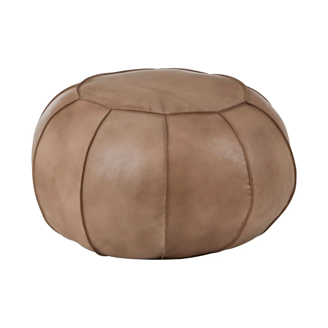 Texas Grey Leather Pouffe